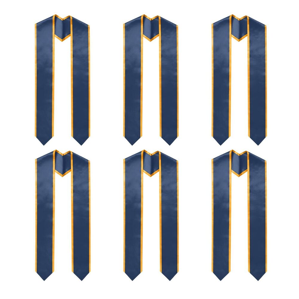 9789 6 Pcs Plain Graduation Stole for Unisex Adult Classic End With Trim